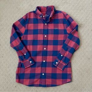 Boys Vineyard Vines Plaid Shirt - Blue and Pink Size Small